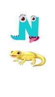 Playful animation of letter 'N' transforming into a character with a newt, using vibrant colors and whimsical design video