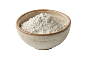 A bowl of flour Isolated on transparent Background, ideal for baking and cooking. png