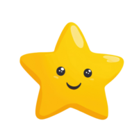 A cheerful yellow star with cartoonish eyes, perfect for children's designs and playful projects, set Isolated on transparent Background. png