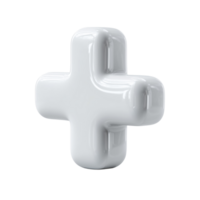 3D white plus symbol on a transparent background, perfect for graphic design projects. png