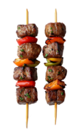 Delicious grilled beef and pepper skewers perfect for summer grilling or a barbecue png