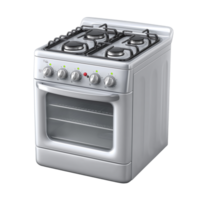 Modern silver freestanding gas oven with four burners and a large oven capacity ideal for home kitchens png