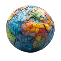 Colorful mosaic globe showing world map continents countries and oceans png