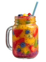 Refreshing fruit smoothie in a mason jar with a straw png