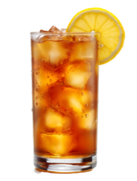 Refreshing iced tea with lemon in a glass png