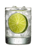 Refreshing lime and ice in a glass of bubbly water png