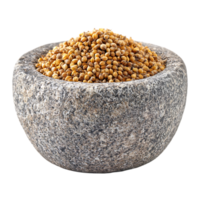 Coriander seeds in a stone bowl png