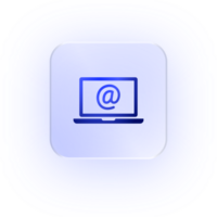 Glassmorphism Icon Laptop With At Symbol Icon Computer With Email Soft Shadow Glassmorphic Laptop Contact Icon Digital Communication Email On Laptop Tech Device Laptop Screen Icon Online Contact png