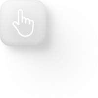 iOS Style Hand Cursor Click Icon Rounded App iPhone Apple Button Finger Symbol Touch Interaction Flat UI UX Interface Button Pointer Icon Soft Shadow Modern Click Graphic Select Tap Gesture png
