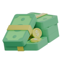 3D Render Stack of Money Icon png