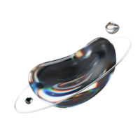 abstract glass form, like floating water and surrounded by a satellite like ring png