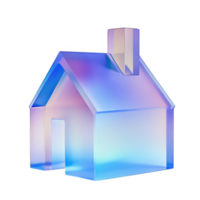Glassy house structure rendering on transparent background png