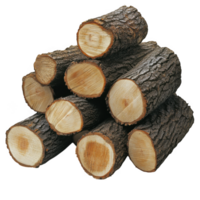 Pile of firewood logs stacked on transparent background png