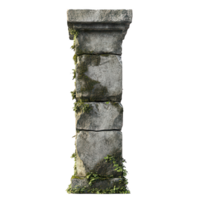 Stone column with plants growing on it on transparent background png
