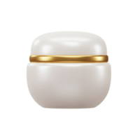 A white container is displayed with a gold band around the lid and body, it can be used for containing face or body cream. png