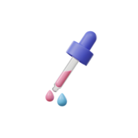 A dropper with pink liquid dispenses colorful drops, showing a playful and clean aesthetic used for designs about chemistry or experimentation. png