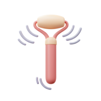 A pink face roller is surrounded by motion lines to show it is in action, and it is used for beauty care and relaxation. png