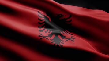 Albania Flag Waving in black background video