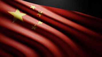 China Flag Waving on black background video