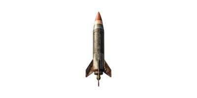 Vintage military rocket pointing upwards isolated on transparent background png