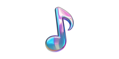 holográfico musical Nota con iridiscente colores aislado en transparente antecedentes png