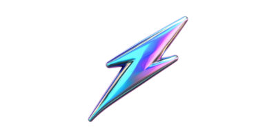 Colorful lightning bolt shape with gradient effect set isolated on transparent background png