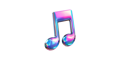 Iridescent 3d music note icon in vibrant colors isolated on transparent background png
