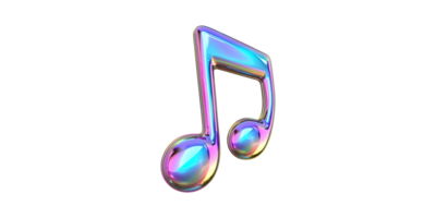 iridiscente musical Nota escultura con lustroso terminar aislado en transparente antecedentes png