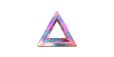 Holographic iridescent triangle shape set isolated on transparent background png