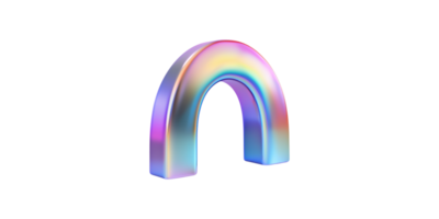 Colorful 3d rainbow arch in metallic gradient isolated on transparent background png