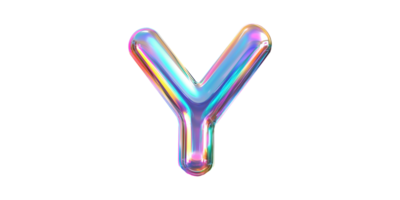 Iridescent 3d alphabet letter y in vibrant colors set isolated on transparent background png