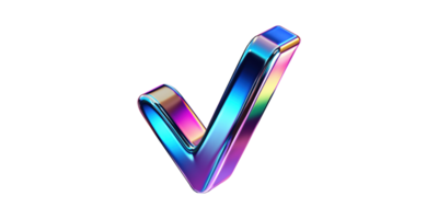 Colorful metallic check mark symbol set isolated on transparent background png