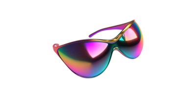 Futuristic gradient sunglasses with wide-lens design set isolated on transparent background png