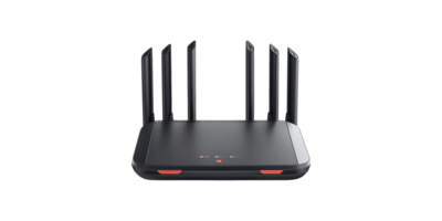 Wireless router with multiple antennas for strong signal isolated on transparent background png