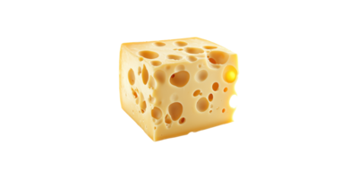 Yellow swiss cheese cube with holes isolated on transparent background png