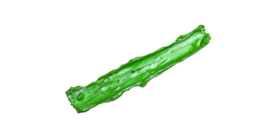 Green paint brush stroke with textured surface isolated on transparent background png