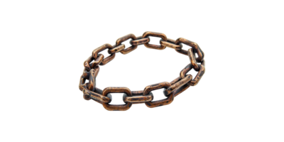 Vintage iron chain bracelet with rustic links isolated on transparent background png