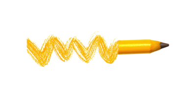 Yellow color pencil drawing zigzag line isolated on transparent background png