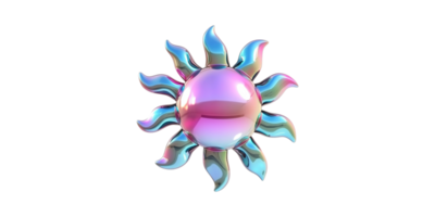 Iridescent sun with wavy rays isolated on transparent background png