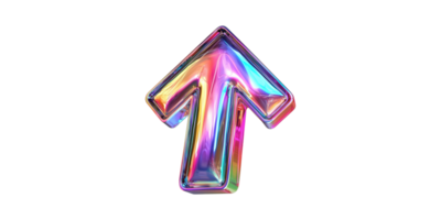 Colorful iridescent arrow shaped sign set isolated on transparent background png