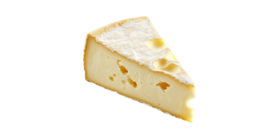 Brie cheese slice with textured rind and creamy interior isolated on transparent background png