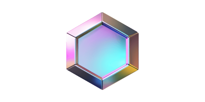 Multi-colored geometric hexagon shape with gradient effect set isolated on transparent background png