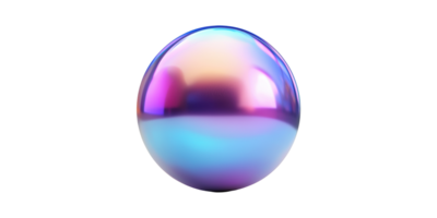 Iridescent gradient sphere with reflective surface isolated on transparent background png