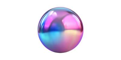 Iridescent gradient sphere reflecting colors set isolated on transparent background png
