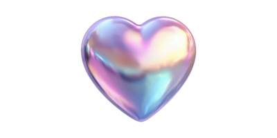 Iridescent heart shape with shiny finish isolated on transparent background png