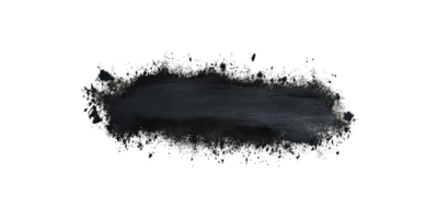 Black paint splatter brush stroke with grunge texture isolated on transparent background png