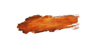 Brown and orange paint brush stroke artwork isolated on transparent background png