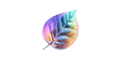 Iridescent single leaf with vibrant colors set isolated on transparent background png