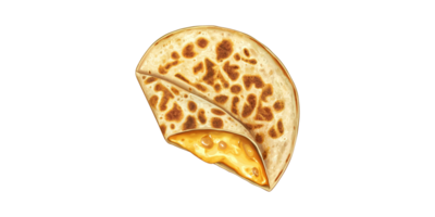 Cheesy quesadilla with melted filling isolated on transparent background png