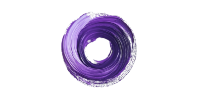 Purple paint brush stroke circular design isolated on transparent background png